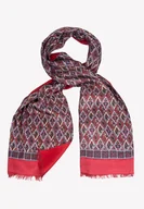 Apaszki i szaliki męskie - Ekskluzywny szal męski jedwabny czerwony z motywem geometrycznym 30x180 cm - miniaturka - grafika 1