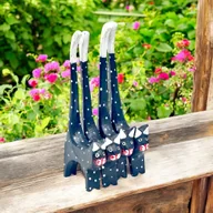 Figurki dekoracyjne - Kot Kotek Drewniany Figurka Drewniana Kotki Zestaw 4szt Dekoracja i Prezent - miniaturka - grafika 1