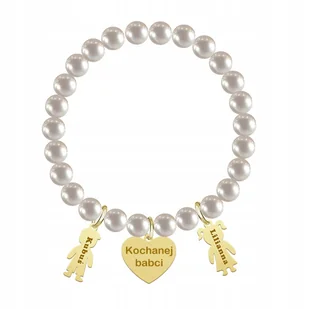 Złota Bransoletka Imię Dziecka 925 Serce Perły Dzień Mamy Grawer Gratis - Bransoletki - miniaturka - grafika 1