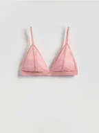 Biustonosze - Reserved - Siateczkowy biustonosz z haftem - różowy - miniaturka - grafika 1