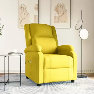 Lumarko Rozkładany fotel masujący, jasnożółty, obity tkaniną - Fotele - miniaturka - grafika 1