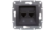 Gniazdka elektryczne - Schneider Electric SEDNA Gniazdo komputerowe 2 podwójne 2xRJ45 kat.5e grafit SDN4400170 SDN4400170/SCH - miniaturka - grafika 1
