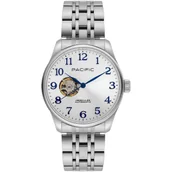 Zegarki męskie - Pacific SAMB-1701-02 Automat srebrny męski zegarek na bransolecie open heart - miniaturka - grafika 1