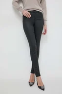 Spodnie damskie - Morgan spodnie damskie kolor czarny dopasowane medium waist - miniaturka - grafika 1