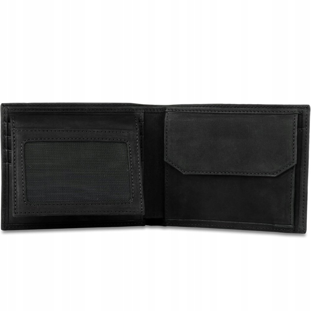 DONBOLSO Zurich Pro - Skórzany Portfel Męski RFID Czarny Vintage