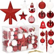 Bombki - Bombki choinkowe 105 szt. czerwone, białe zestaw choinkowy ozdoby świąteczne CA0860 - miniaturka - grafika 1