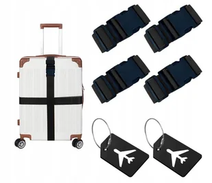 ZESTAW 4x PAS DO WALIZKI ZABEZPIECZAJĄCY SPINAJĄCY + 2x IDENTYFIKATOR - Akcesoria podróżnicze - miniaturka - grafika 1