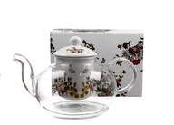 Zaparzacze i kawiarki - Dzbanek do herbaty, szklany  z zaparzaczem DUO VINTAGE FLOWERS WHITE 1000 ml - miniaturka - grafika 1