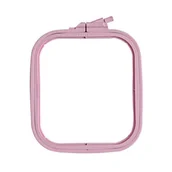 Pasmanteria - Plastikowy Tamborek 16,5 X 14,5 Cm Nurge No.2 Prostokątny Różowy - miniaturka - grafika 1