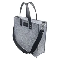 Torebki damskie - Stylowa torba filcowa ze skórzanymi uszami - szara listonoszka - miniaturka - grafika 1