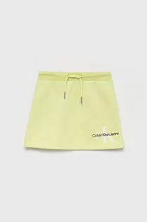 Sukienki i spódniczki dla dziewczynek - Calvin Klein Jeans Jeans spódnica dziecięca kolor zielony mini prosta - grafika 1