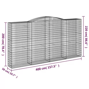Łukowaty kosz gabionowy 400x50x200/220 cm, galwanizowane żelazo - Ogrodzenia - miniaturka - grafika 6