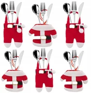 Ozdoby bożonarodzeniowe - Pokrowiec Etui Na Sztućce Świąteczne Ubranko Spodnie I Kurtka 6Szt. Komplet - miniaturka - grafika 1
