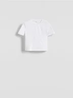 Koszulki i topy damskie - Reserved - Bawełniany crop top - biały - miniaturka - grafika 1
