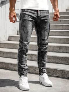 Spodnie męskie - Czarne spodnie jeansowe męskie regular fit Denley K10010-2 - grafika 1