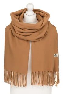 Szalik damski PETERSON duży ciepły szal brązowy jesień zima z frędzlami modny i stylowy elegancki prezent - Apaszki i szaliki damskie - miniaturka - grafika 1