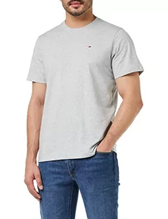 Koszulki męskie - Tommy Jeans Męskie topy z dzianiny TJM Classic Jersey C Neck S/S, Lt Grey Htr, XL - grafika 1