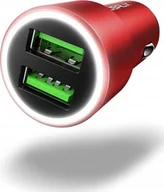 Ładowarki samochodowe - JSAUX szybka ładowarka samochodowa 2 USB-A QC 36W czerwona - miniaturka - grafika 1