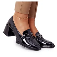 Czółenka - Eleganckie Czółenka Na Obcasie S.Barski Premium Czarne - miniaturka - grafika 1