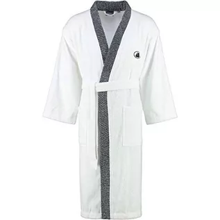 Szlafroki męskie - Egeria egeria 011026 Black + White Kimono płaszcz kąpielowy uniseks, biały, S 011026 - grafika 1