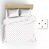 Pościel - Pościel 180x200 R017 biała gwiazdki granatowe czerwone 46N - miniaturka - grafika 1