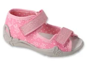 Buty dla dziewczynek - Kapcie dziecięce Befado 342P066 sandałki dziewczęce skórzana wkładka-21 - miniaturka - grafika 1