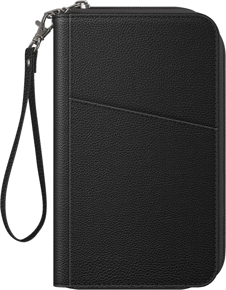 Etui na paszport rodzinny 4-6 czarny organizer podróżny RFID