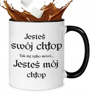Kubki - Kubek Ceramiczny Czarno Biały JESTEŚ MÓJ CHŁOP Serial 1670 Zabawne Wzory - miniaturka - grafika 1