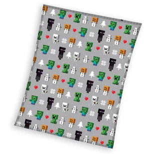 Kocyk świąteczny z miękkiego coralu PUSZYSTY KOC dziecięcy Minecraft szary - Koce i narzuty dla dzieci - miniaturka - grafika 1