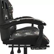Fotele gamingowe - Lumarko Fotel dla gracza z podnóżkiem, czarny i moro, sztuczna skóra! - miniaturka - grafika 13