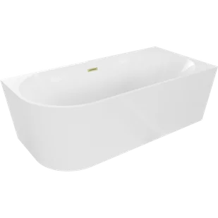 Mexen Mia wanna wolnostojąca narożna prawa 140 x 75 cm, biała, przelew złoty szczotkowany - 52691407500P-55 - Wanny - miniaturka - grafika 1
