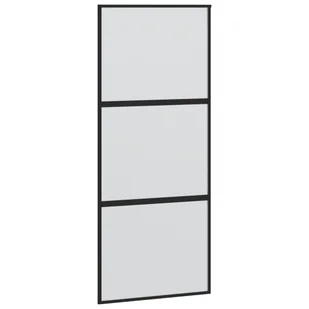 Drzwi przesuwne, czarne, 90x205 cm, szkło hartowane, aluminium 8721012120334 - Drzwi wewnętrzne - miniaturka - grafika 3