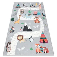 Dywany dla dzieci - Dywan do prania BAMBINO 2160 Uliczki, wioska indiańska, zwierzęta dla dzieci, antypoślizgowy - szary, 120x170 cm - miniaturka - grafika 1