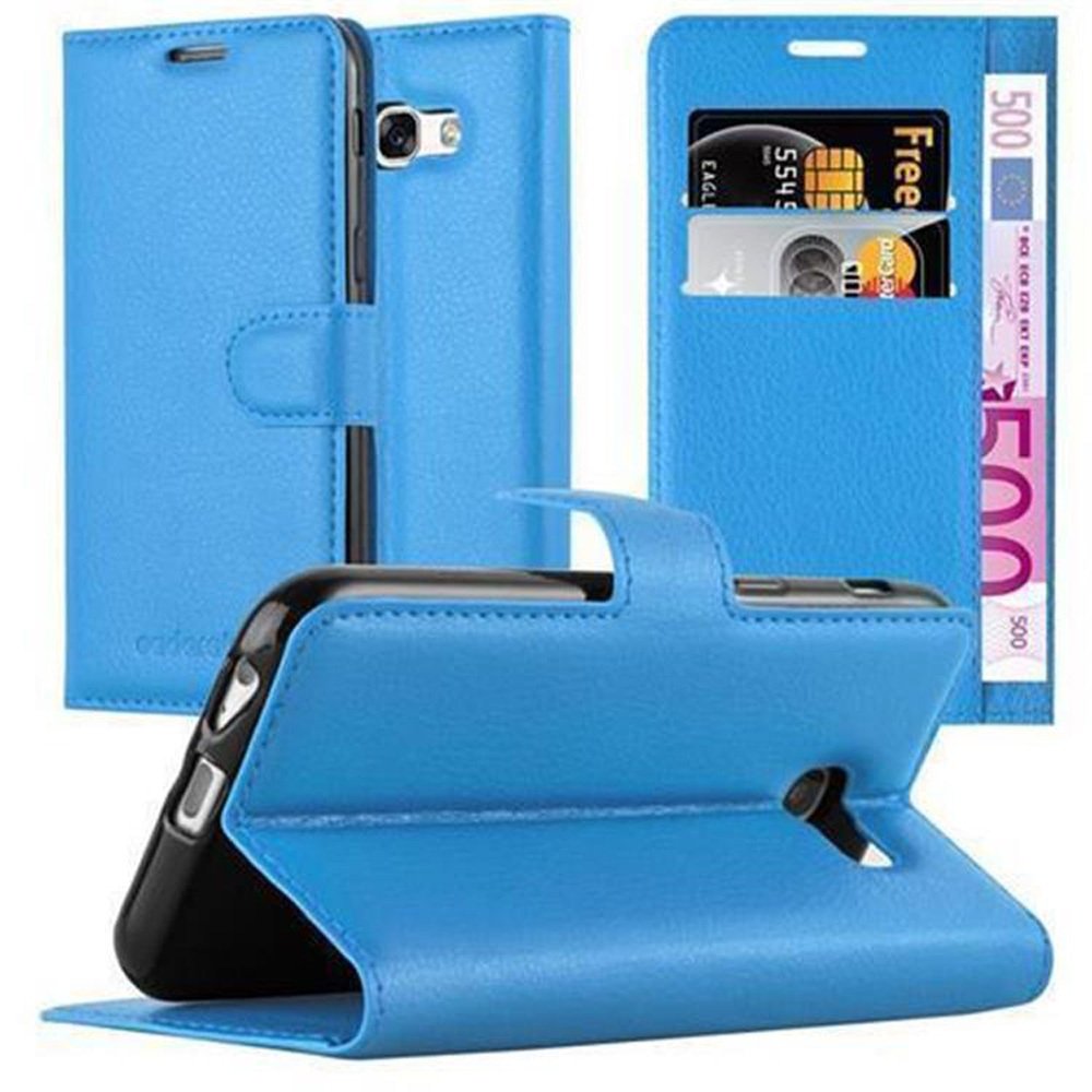 Etui Cadorabo do Samsung Galaxy A3 2017 w kolorze PASTEL BLUE Etui na telefon komórkowy z magnetycznym zamknięciem, funkcją podstawki i miejscem na kartę Etui Etui ochronne Etui z klapką w stylu książki