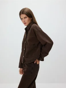 Reserved - Jeansowa koszula z kieszeniami - dark grey jeans - Koszule damskie - miniaturka - grafika 1