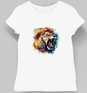 Koszulki i topy damskie - Koszulka damska ryczący lew kolorowy biała M - Empik - miniaturka - grafika 1