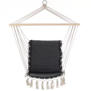 Krzesło wiszące Szare 55x100cm z Frędzlami - Fotele ogrodowe wiszące - miniaturka - grafika 1