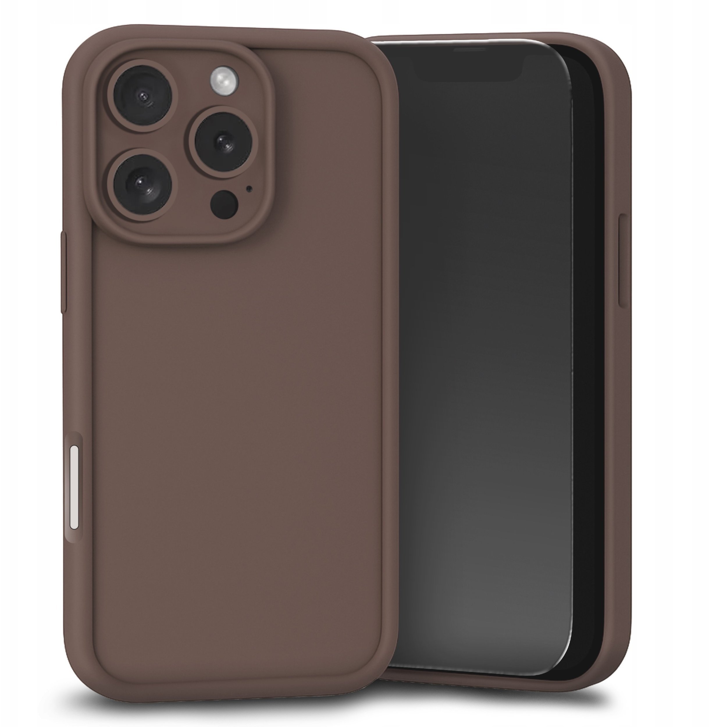 Etui do Apple iPhone 16 Pro Brązowe, Silikon, Matowe, Wzmocnione Szkło
