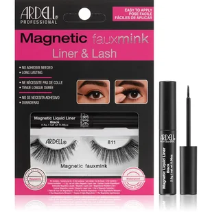 Ardell Magnetic Faux Mink 811 zestaw Sztuczne rzęsy 1 szt + magnetyczny płynny żelowy liner 2,5 g dla kobiet Black - Sztuczne rzęsy i akcesoria - miniaturka - grafika 1
