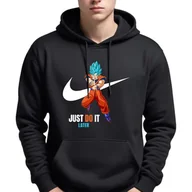Bluzy męskie - Bluza Męska Czarna Z Kapturem Just Do It Later Sportowe Super Wzory - M - miniaturka - grafika 1