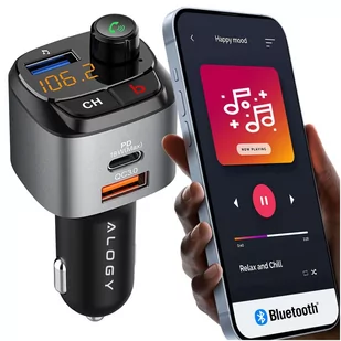 Transmiter samochodowy FM Alogy Ładowarka USB QC 3.0 + USB-C PD Bluetooth odtwarzacz MP3 - Pozostałe akcesoria do telefonów - miniaturka - grafika 1