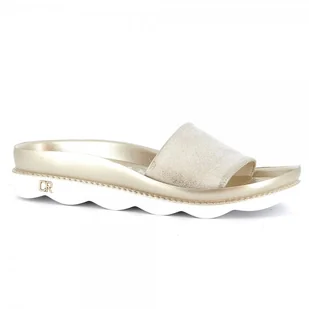 Skórzane klapki ze złotą cholewką CARINII - Carinii - Klapki i japonki damskie - miniaturka - grafika 1