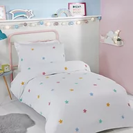 Kołdry i poduszki dla dzieci - Sleepdown Pikowane gwiazdy 3D, białe, wielokolorowe, dla dzieci, chłopców, dziewcząt, dzieci, miękka, przytulna, łatwa w pielęgnacji, zestaw pościeli z pasującymi poszewkami na poduszki, podwójna (200 - miniaturka - grafika 1