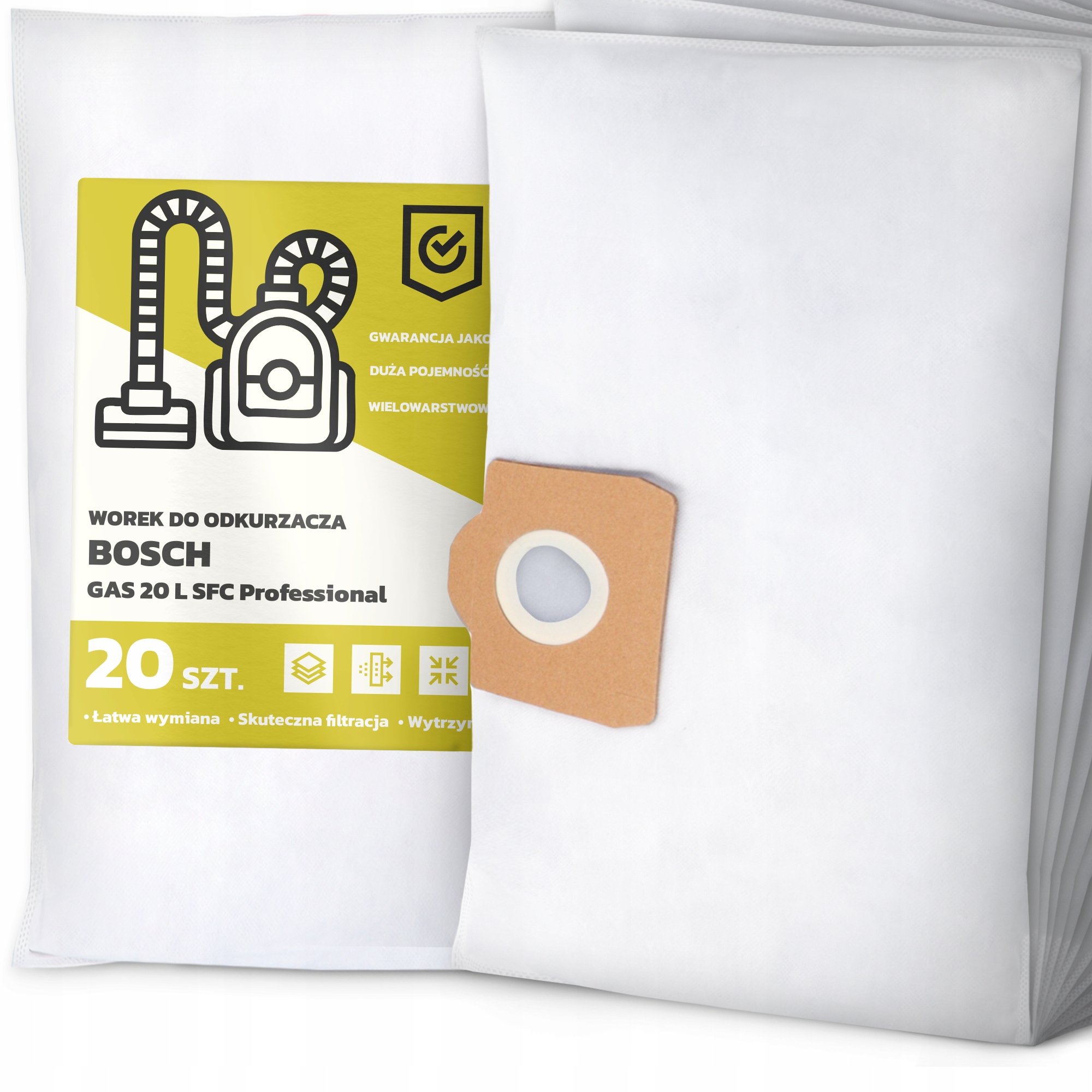 20x Worek do Odkurzacza Bosch Gas 20 L Sfc Professional Syntetyczny Worki