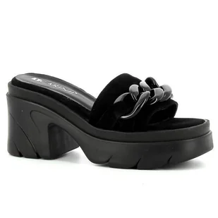 Czarne zamszowe klapki CARINII - Carinii - Klapki i japonki damskie - miniaturka - grafika 1