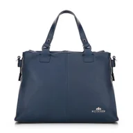 Torebki damskie - Damska shopperka ze skóry dwukomorowa granatowa - miniaturka - grafika 1