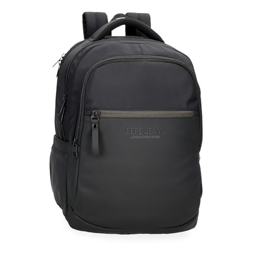 Pepe Jeans Sail up Plecak na laptopa z podwójną komorą na laptopa 15,6 cala Czarny 30 x 42 x 14,5 cm Poliester i PU 18,27 l by Joumma Bags, Czarny (Black), Talla única, dwukomorowy plecak na laptopa