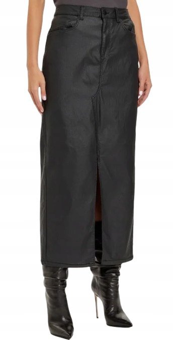 NOISY MAY CZARNA SPÓDNICA PROSTA Z ROZPORKIEM MIDI S XQA