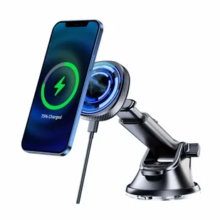 SWISSTEN Uchwyt magnetyczny na przyssawkę z ładowarką bezprzewodową MagSafe 15W - Ładowarki samochodowe - miniaturka - grafika 3