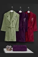 Szlafroki damskie - Krótki szlafrok damski LILLY w opakowaniu prezentowym z ręcznikiem Fuksja M + ręcznik 50x100cm + pudełko - miniaturka - grafika 1